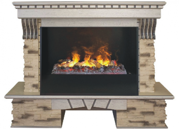 Электрокамин с широким очагом 3D Real-Flame Sorento 25,5/26 с очагом Black вставка + 3D Cassette 630