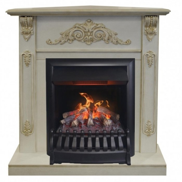 Электрокамин с классическим очагом 3D Real-Flame Anita corner WT с очагом 3D Oregan