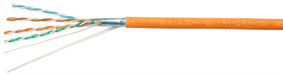 Кабель витая пара Cabeus, F/UTP, 4 пар., кат. 5е, проводник Ø 0,5мм, AWG24, LSZH (нг(A)-HF), 100МГц, 1м (бухта 305м), тип прокладки: внутри зданий, цвет: оранжевый