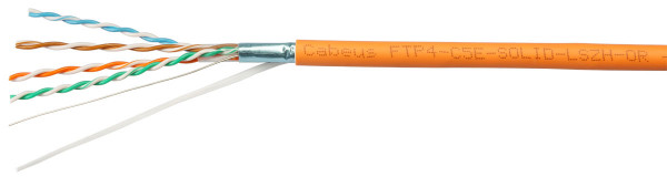 Кабель витая пара Cabeus, F/UTP, 4 пар., кат. 5е, проводник Ø 0,5мм, AWG24, LSZH (нг(A)-HF), 100МГц, 1м (бухта 305м), тип прокладки: внутри зданий, цвет: оранжевый