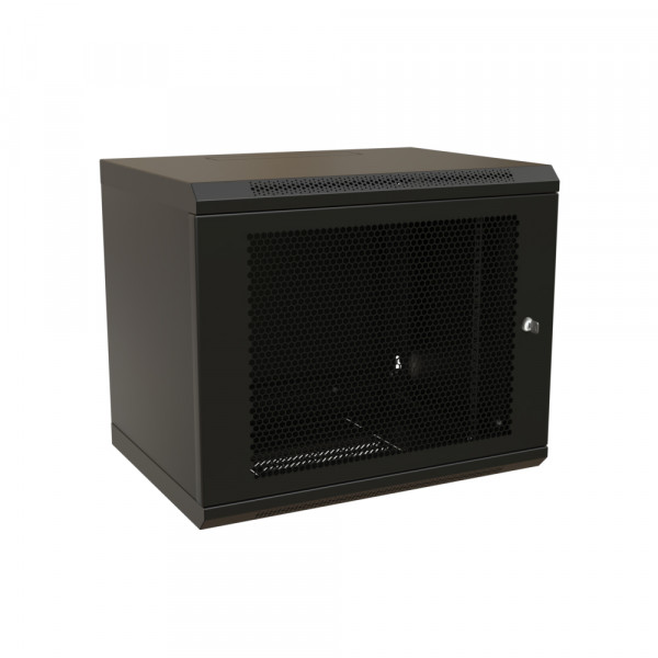 Шкаф телекоммуникационный настенный WRline TW, 19", 15U, 775х600х450 мм (ВхШхГ), дверь: перфорация, боковая панель: сплошная несъемная, разборный, цвет: чёрный