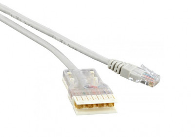 Шнур коммутационный телефонный Hyperline, RJ45/110, кат. 5е, пар: 4, LSZH, 2м, серый