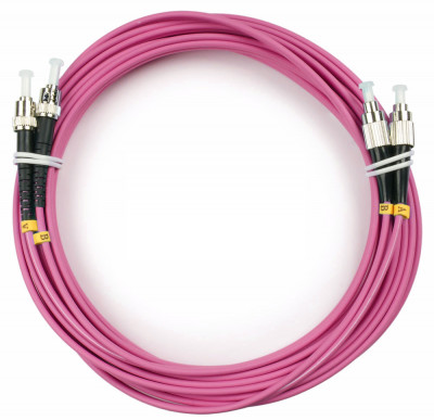 Коммутационный шнур оптический Cabeus Tight Buffer, Duplex FC/ST (UPC/UPC), OM4 50/125, LSZH, Ø 3мм, 5м, цвет: маджента, (FOP-50-OM4-FC-ST-5m)