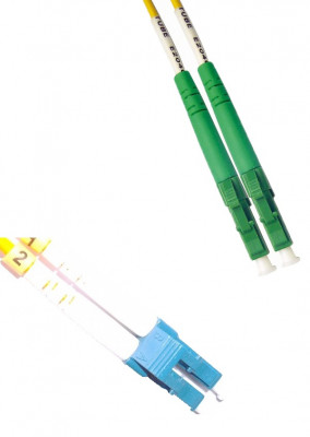 Коммутационный шнур оптический Cabeus Tight Buffer, Duplex LC/LC (APC/UPC), OS2 9/125, LSZH, Ø 3мм, 10м, цвет: жёлтый, (FOP(d)-9-LC/APC-LC/UPC-10m)