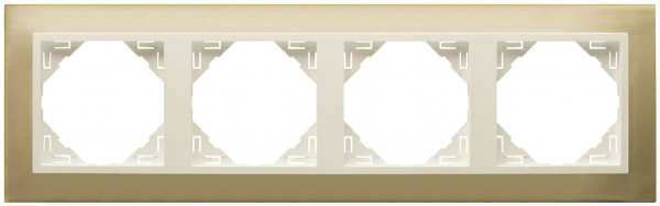 Рамка Efapel Logus90, 4 поста, плоская, универсальная, цвет: золото/жемчуг, линейка "Металл" (90940 TOP)