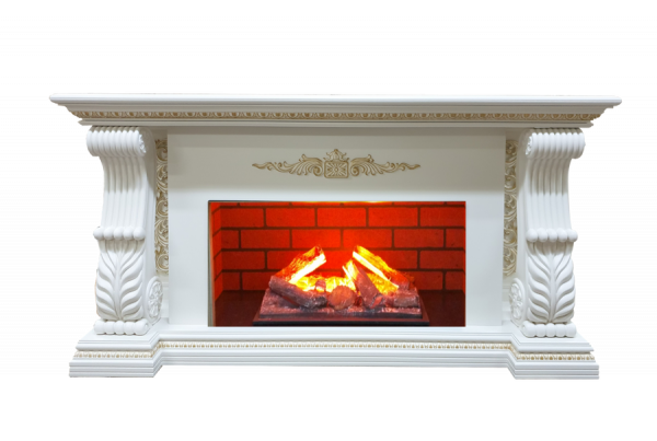 Электрокамин с широким очагом 3D Glenrich Сенатор Hota 3D Белый