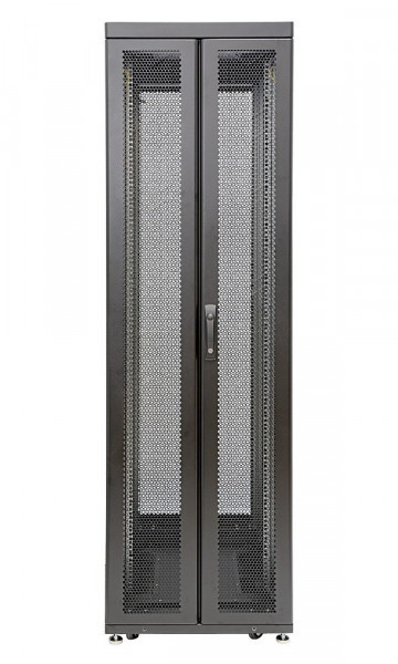 Шкаф серверный напольный Eurolan Rackcenter D9000, 48U, 2320х600х1200 мм (ВхШхГ), дверь: двойная распашная, перфорация, задняя дверь: двойная распашная, перфорация, боковая панель: съемная, 2 части, сварной, цвет: чёрный, (60F-48-6C-95BL)