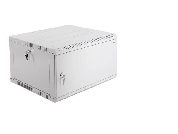 Шкаф телекоммуникационный настенный ЦМО ШРН-Э, 19", 6U, 342х600х520 мм (ВхШхГ), дверь: металл, боковая панель: сплошная, разборный, цвет: серый