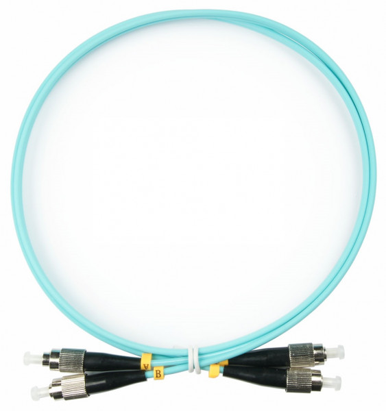 Коммутационный шнур оптический BNH Tight Buffer, Duplex FC/FC (UPC/UPC), OM3 50/125, LSNH, Ø 3мм, 10м, цвет: синий, (B660.2-FC-FC-OM3-10-LSZH)