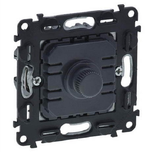 Светорегулятор Legrand Valena Life/Allure, с поворотной ручкой, без подсветки, внутренняя, 71х71 мм (ВхШ), цвет: чёрный, без нейтрали (752060)