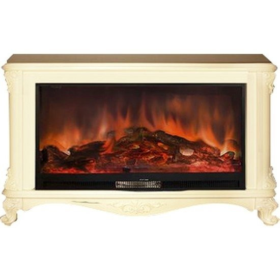Электрокамин с широким очагом 2D Glenrich Версаль с царгой (Premier S86) Слоновая кость