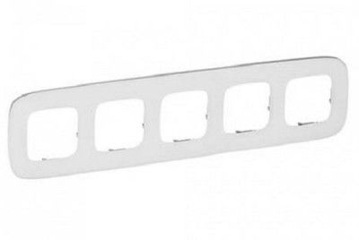 Рамка Legrand Valena Allure, 5 постов, 93х374х10 мм (ВхШхГ), плоская, универсальная, цвет: белое стекло (LEG.755545)