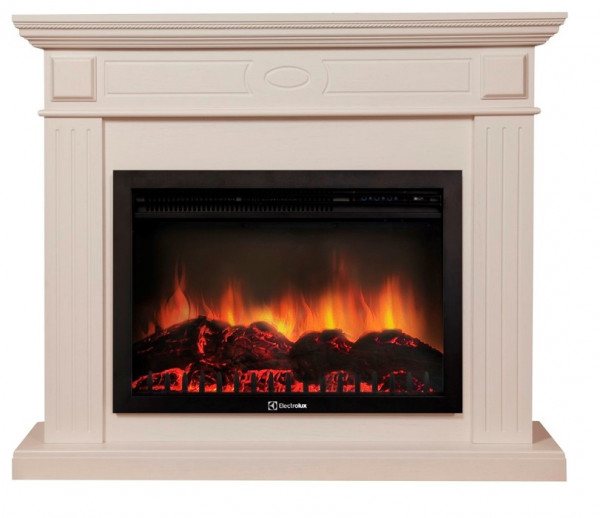 Электрокамин с широким очагом 2D Electrolux EFP/P-3020LS с порталом Firelight Bianco 30 беленый дуб