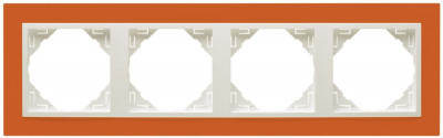 Рамка Efapel Logus90, 4 поста, плоская, универсальная, цвет: оранжевый/лёд, линейка "Анимато" (90940 TJG)