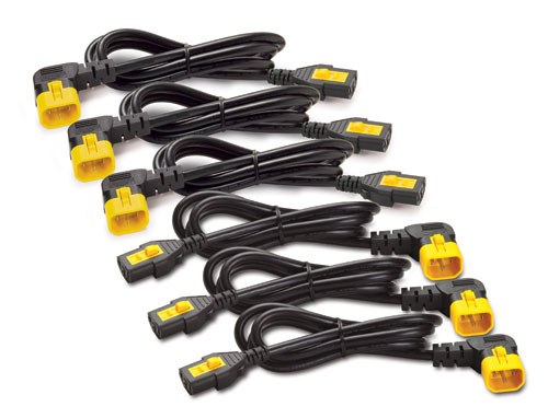 Силовой шнур APC, IEC 320 C13, вилка IEC 60320 С14, 1.22 м, 10А, 3 шнура с левым углом, 3 шнура с правым углом., цвет: чёрный