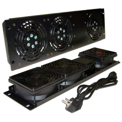 Вентиляторный модуль TWT, 220V, 19", 3U, 483 мм Ш, вентиляторов: 3, для шкафов, цвет: чёрный