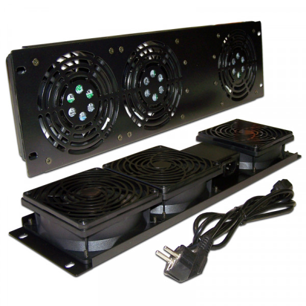 Вентиляторный модуль TWT, 220V, 19", 3U, 483 мм Ш, вентиляторов: 3, для шкафов, цвет: чёрный