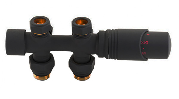 Двухтрубный узел нижнего подключения Delta DUO М30х1,5 RAL 9005 (Черный мат)