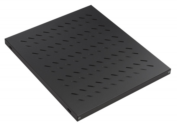 Полка Datarex, перфорированная, стационарная, 1U, 30х486х620 мм (ВхШхГ), нагрузка до 50 кг, для шкафов 800мм, с комплектом крепежа, цвет: чёрный