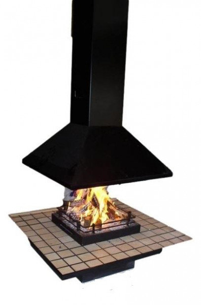 Готовый дровяной каминокомплект TRAFORART VULCANO CENTRAL без стекла, полка керамика