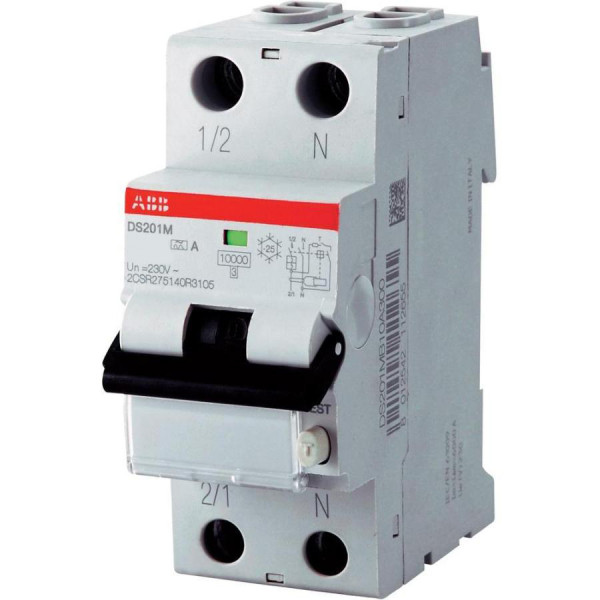 Автоматический выключатель с дифференциальным током ABB DS201 M, 2 модуль, C класс, 1P, 6А, (2CSR275140R1064)