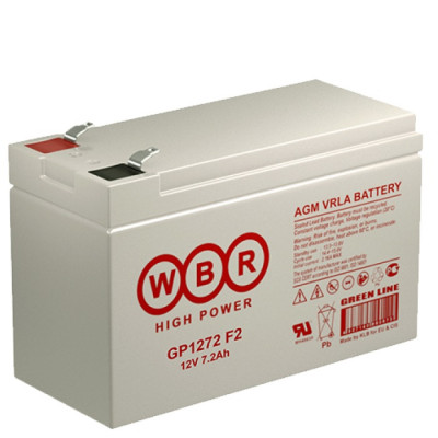 Аккумулятор для ИБП WBR GP, 102х65х151 мм (ВхШхГ),  необслуживаемый свинцово-кислотный,  12V/7,2 Ач, (GP1272 F2 WBR)