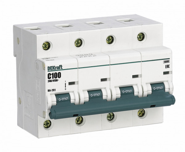 Автоматический выключатель DEKraft ВА-201, 6 модуль, C класс, 4P, 63А, 10кА, (13010DEK)
