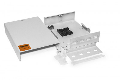 Бокс оптический Hyperline, портов: 4, SC, duplex LC, ST, FC, 180х120х37 мм (ВхШхГ), цвет: серый, (FO-WBY-4UN-MK)