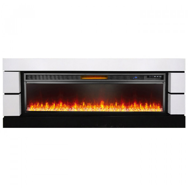 Линейный электрокамин Royal Flame Modern  60 (белый с черным) с очагом Vision 60 LED