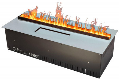 Встраиваемый очаг в модуль Schones Feuer 3D FireLine 800 Pro стальной + синий цвет