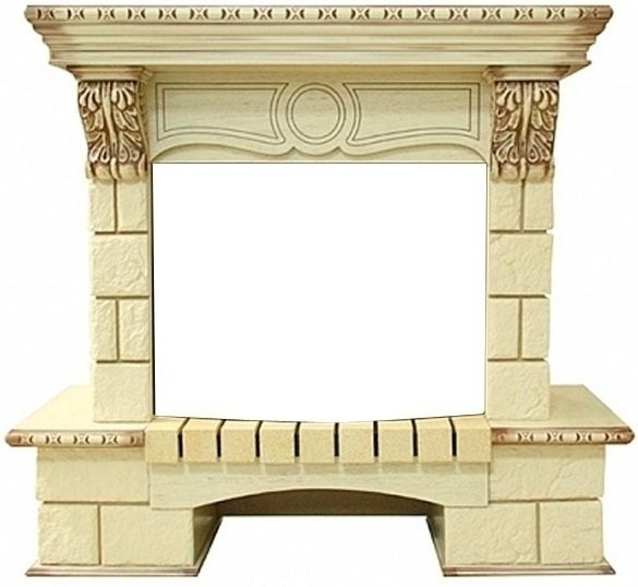 Широкий портал Royal Flame Pierre Luxe шампань под очаг Dioramic 25 FX Ivory