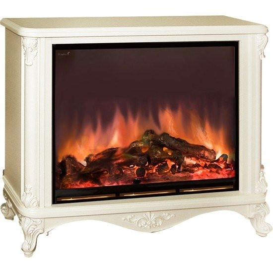 Электрокамин с широким очагом 2D Glenrich Версаль с царгой (Arte 28) Слоновая кость