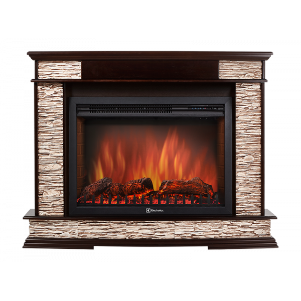 Электрокамин с широким очагом 2D Electrolux EFP/P-2720RLS с порталом Firelight Scala 25 сланец скалистый бурый, тёмный дуб