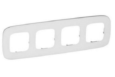Рамка Legrand Valena Allure, 4 поста, 93х304х10 мм (ВхШхГ), плоская, универсальная, цвет: белое стекло (LEG.755544)