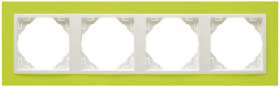 Рамка Efapel Logus90, 4 поста, плоская, универсальная, цвет: зелёный/лёд, линейка "Анимато" (90940 TDG)