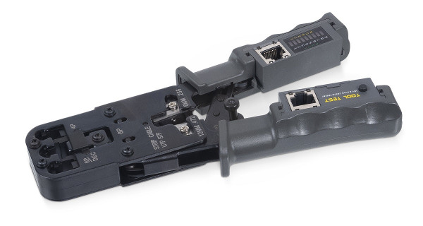 Инструмент для обжима проводников Cabeus, RJ-45, RJ-12, RJ-11, с тестером, 3 в 1, (HT-2010NT (HT-022))