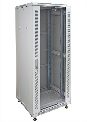 Шкаф телекоммуникационный напольный Cabeus, IP20, 32U, 1610х600х1000 мм (ВхШхГ), дверь: стекло, задняя дверь: металл, разборный, цвет: серый, (SH-05C-32U60/100)