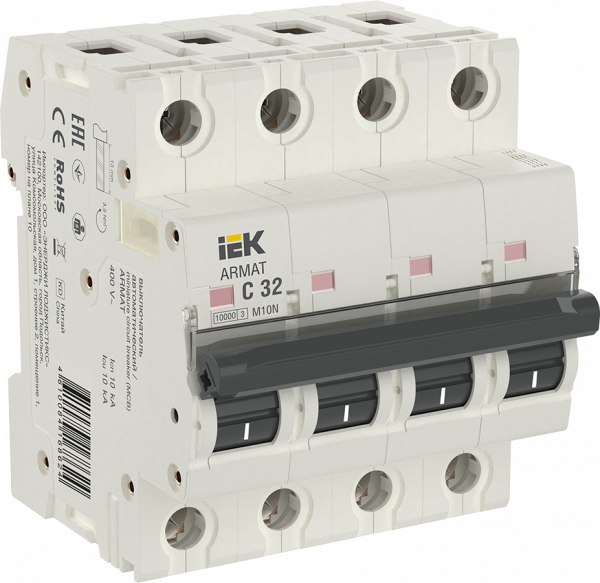 Автоматический выключатель IEK ARMAT, 4 модуль, C класс, 4P, 32А, 10кА, (AR-M10N-4-C032)