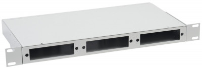 Кросс-панель ITK, 1HU, портов: 24   невыдвижная, прямая, цвет: серый, пустая, без планок, под 8 портов - 3шт