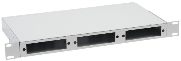 Кросс-панель ITK, 1HU, портов: 24   невыдвижная, прямая, цвет: серый, пустая, без планок, под 8 портов - 3шт