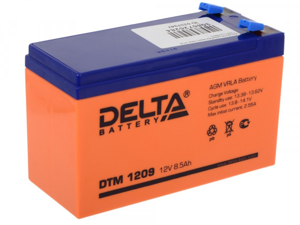 Аккумулятор для ИБП Delta Battery DTM, 100х65х151 мм (ВхШхГ),  Необслуживаемый свинцово-кислотный,  12V/9 Ач, цвет: оранжевый, (DTM 1209)