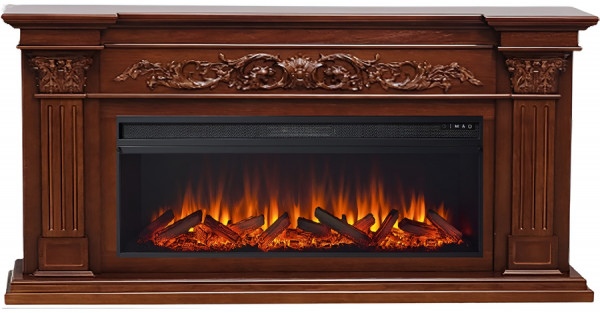 Линейный электрокамин Elekam Estet каштан с очагом Pulsar 60