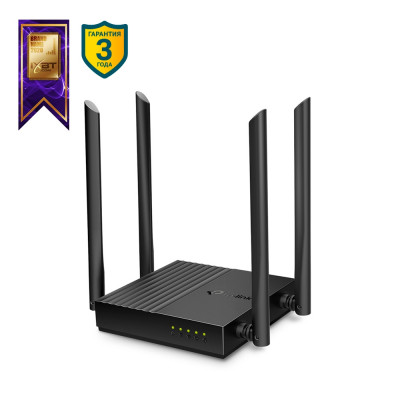 Маршрутизатор TP-Link, портов: 5, LAN: 4, WAN: 1, скорость мб/с: 1 167, антенн: 4, USB: Нет, 27,9х120х120 мм (ВхШхГ), цвет: чёрный, Archer C64