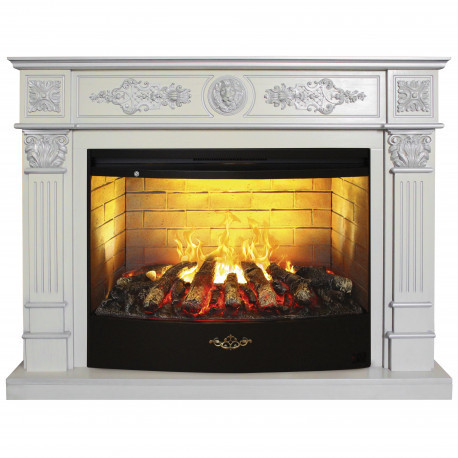 Электрокамин с широким очагом 3D Real-Flame Leonardo 33 WT с очагом 3D Firestar 33