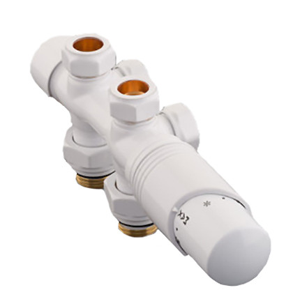 Двухтрубный узел нижнего подключения Delta DUO М30х1,5 RAL 9016 (Белый)