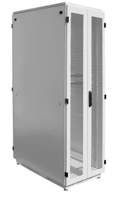 Шкаф серверный напольный ЦМО ШТК-М, IP20, 42U, 2030х600х1000 мм (ВхШхГ), дверь: перфорация, задняя дверь: двойная распашная, перфорация, боковая панель: сплошная, цвет: серый, (ШТК-М-42.6.10-48АА)