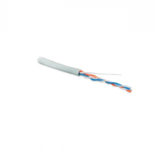 Кабель витая пара Hyperline, U/UTP, 2 пар., кат. 5, проводник Ø 0,51мм, AWG24, PVC, 100МГц, 1м (500м), тип прокладки: внутри зданий, цвет: серый
