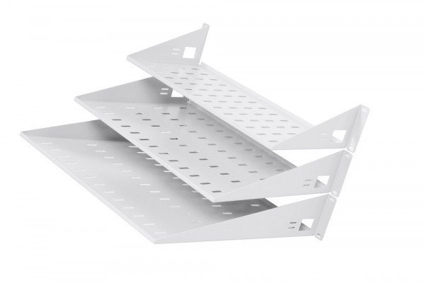 Полка ЦМО МС, перфорированная, консольная, 2U, 89х483х300 мм (ВхШхГ), нагрузка до 15 кг, для шкафов и стоек, цвет: серый