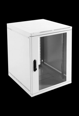 Шкаф телекоммуникационный настенный ЦМО ШРН, 19", 12U, 612х600х300 мм (ВхШхГ), дверь: стекло, боковая панель: сплошная, сварной, цвет: серый