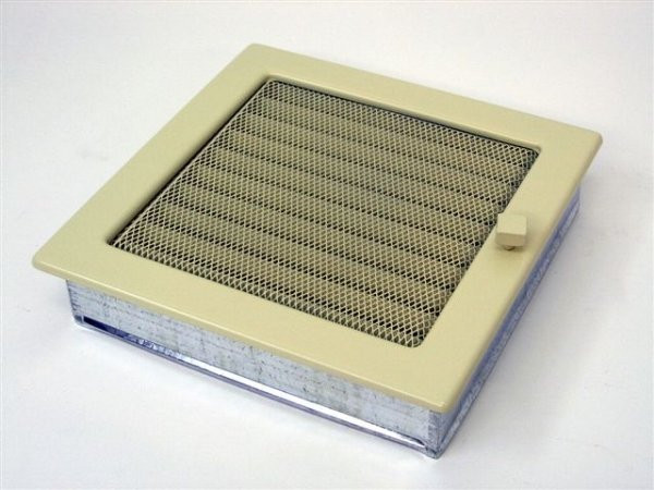 Вентиляционная решетка для камина Kratki 22х22 бежевая с жалюзи 22KX